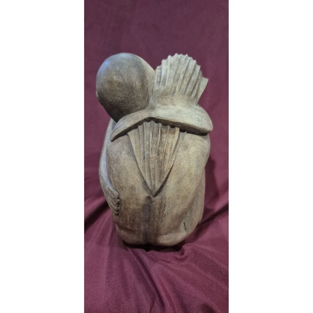Hand Carved Wood Sculpture People Hugging Embracing THE HUG Heavy Love Vintage
